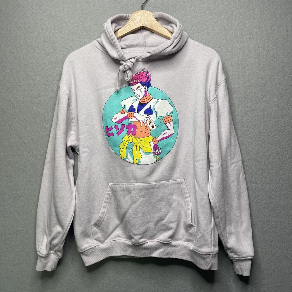 Hunter X Hunter Hisoka Graphic Hoodie Medium Gray Purple Anime Style